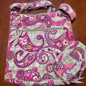 Vera Bradley quilted crossbody purse with matching wristlet